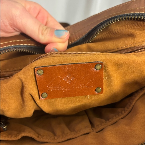 Patricia Nash Poppy Floral Bird Leather Boho Map Tote Bag 14x11x4 - Picture 3 of 14